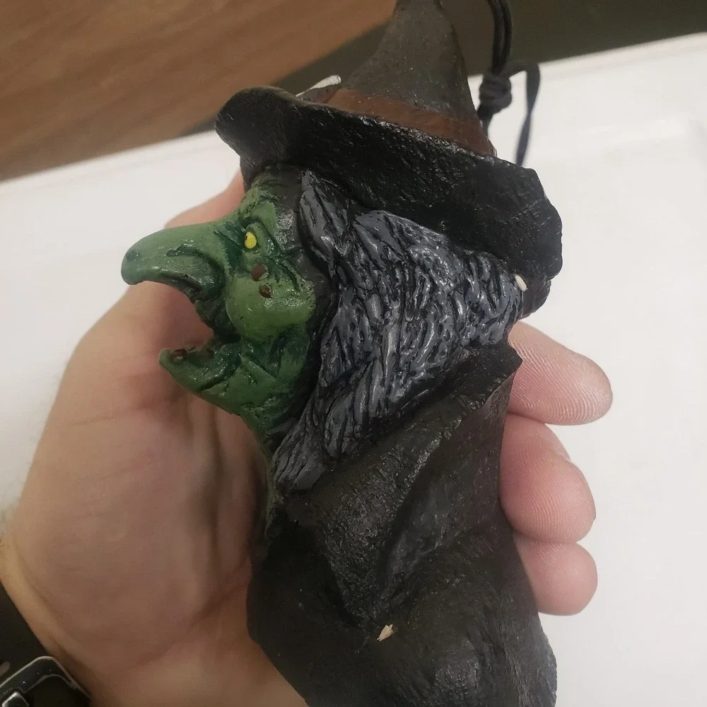 Vintage The Paper Magic Group Hanging Witch 2003 Halloween Green Face Wart Nose